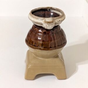 Vintage Decorative Pot Belly Stove Pottery Planter Vase Utensil Holder